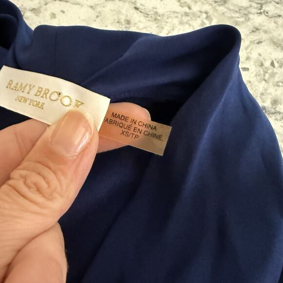 Ramy Brook Blouse Size XS Navy Blue Jilly Tank Top 100% Silk Old Money $275 - Picture 11 of 15